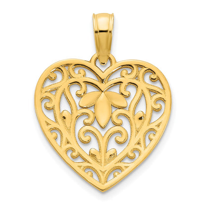 14k Yellow Gold Fancy Heart Pendant