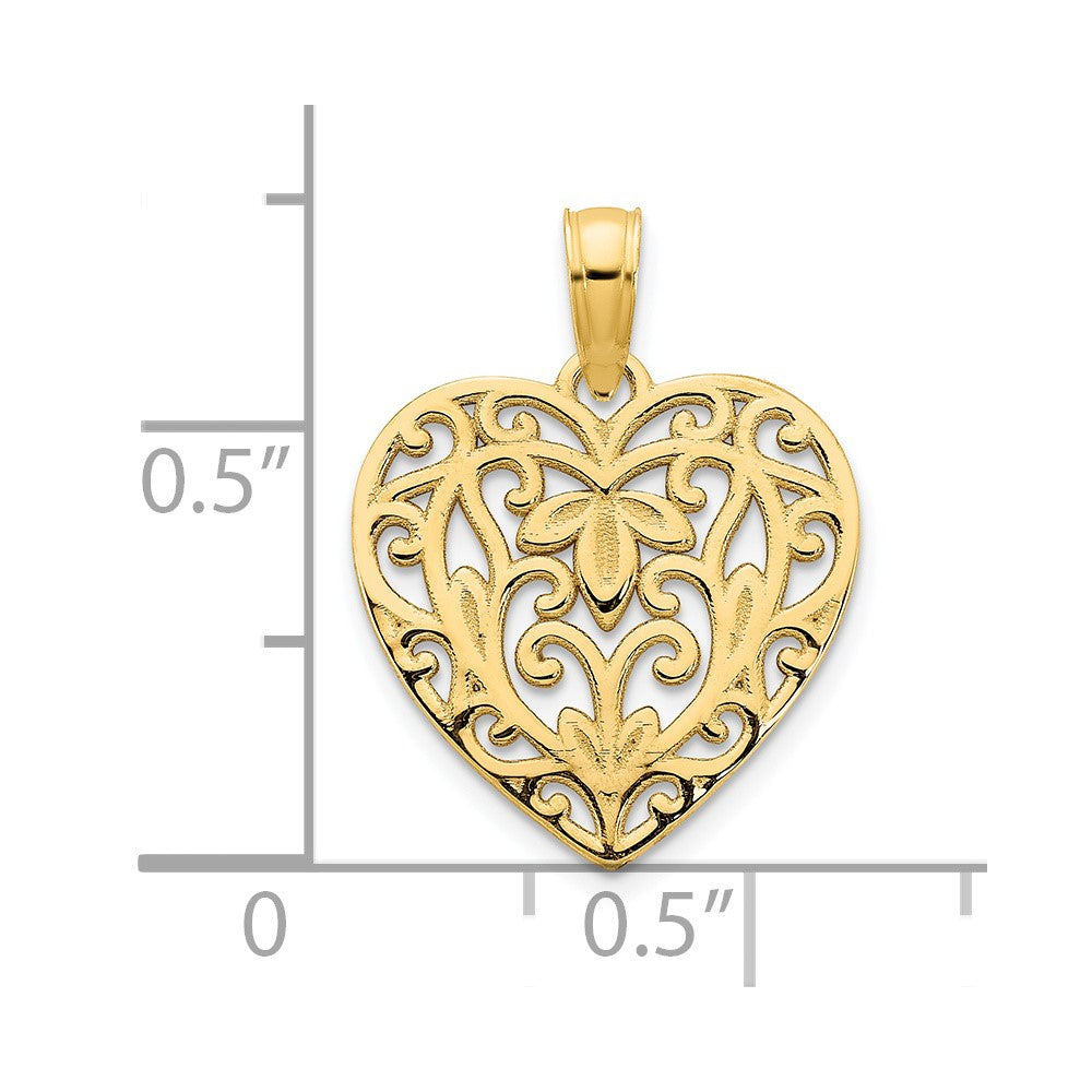 14k Yellow Gold Fancy Heart Pendant