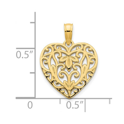 14k Yellow Gold Fancy Heart Pendant