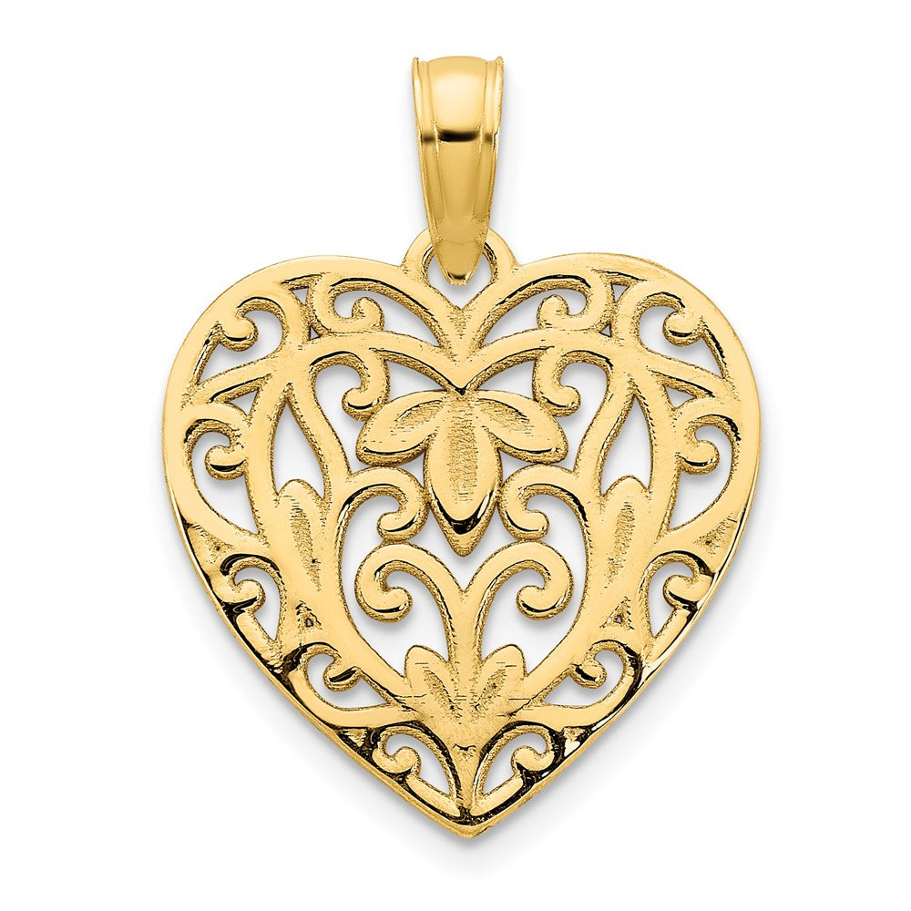 14k Yellow Gold Fancy Heart Pendant