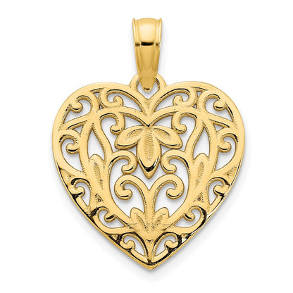 14k Yellow Gold Fancy Heart Pendant