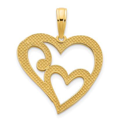 14k Yellow Gold Heart in Heart Pendant