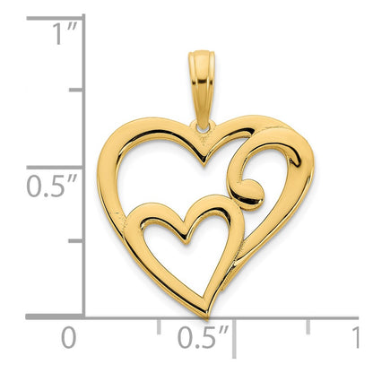 14k Yellow Gold Heart in Heart Pendant