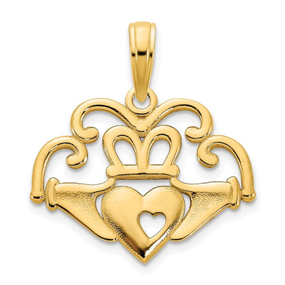 14k Yellow Gold Fancy Claddagh Pendant