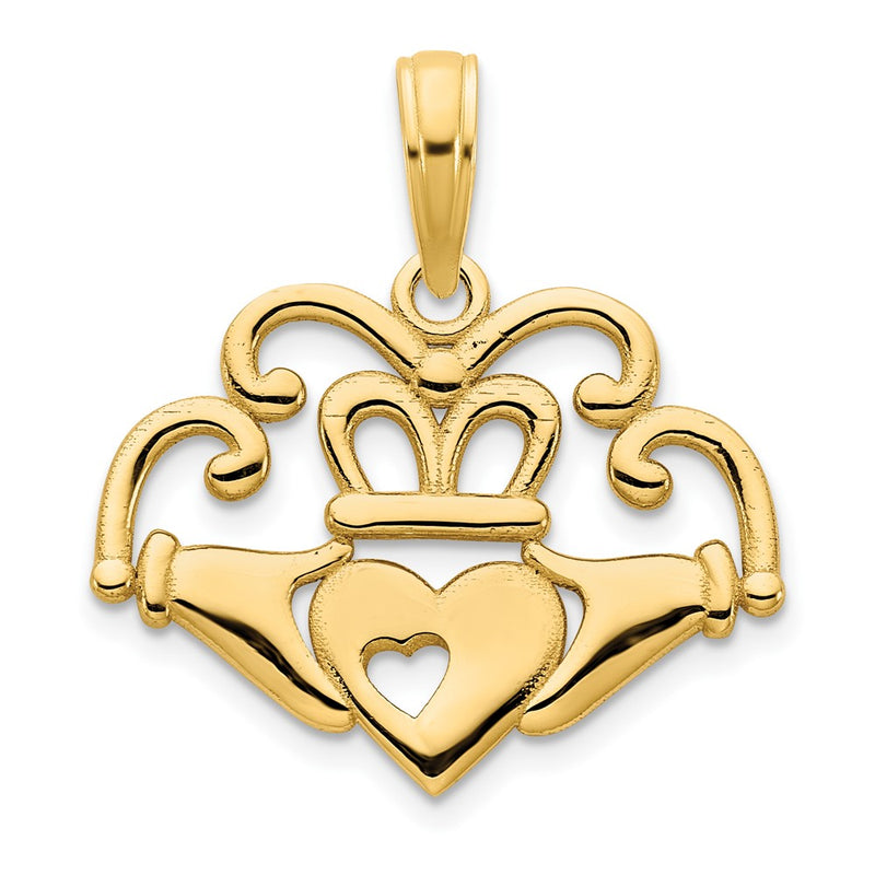 14k Yellow Gold Fancy Claddagh Pendant