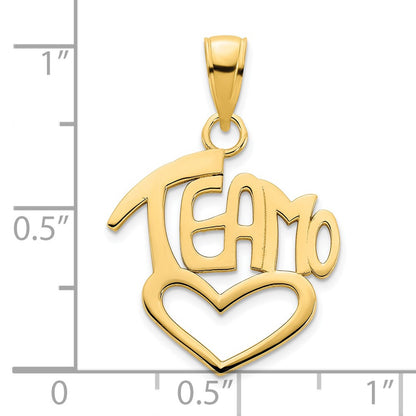 14k Yellow Gold Teamo Heart Pendant