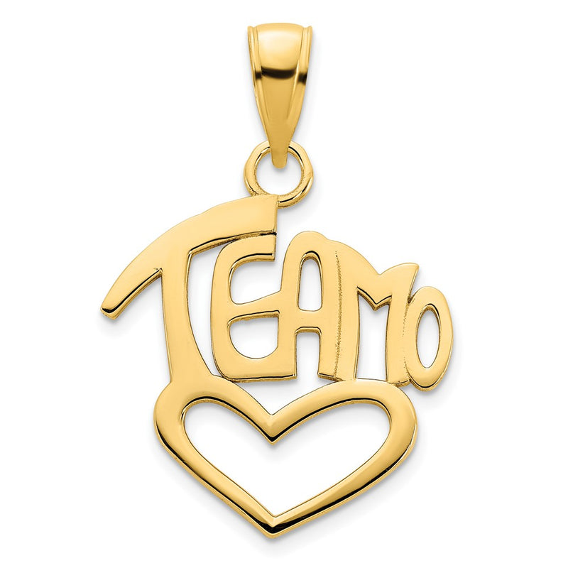 14k Yellow Gold Teamo Heart Pendant