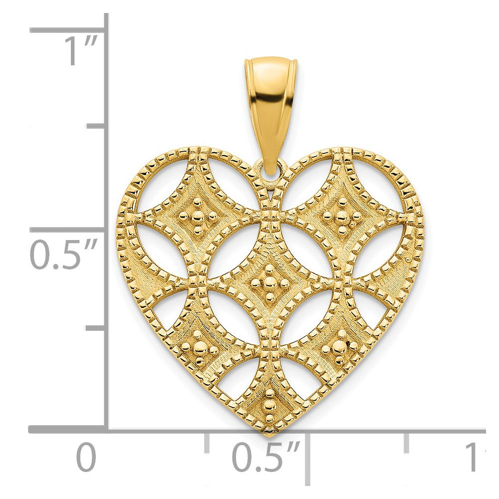 14k Yellow Goldy Fancy Heart Pendant