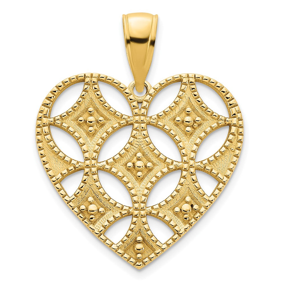 14k Yellow Goldy Fancy Heart Pendant