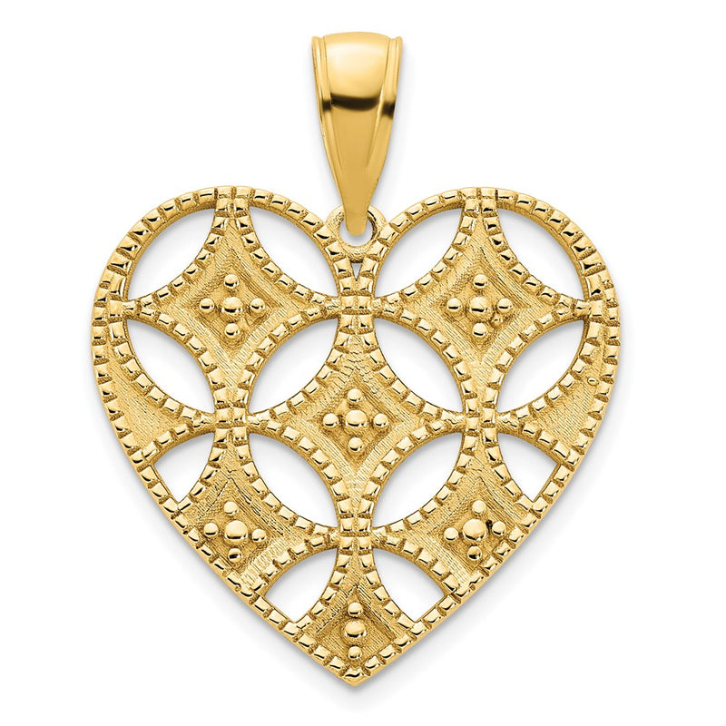 14k Yellow Goldy Fancy Heart Pendant