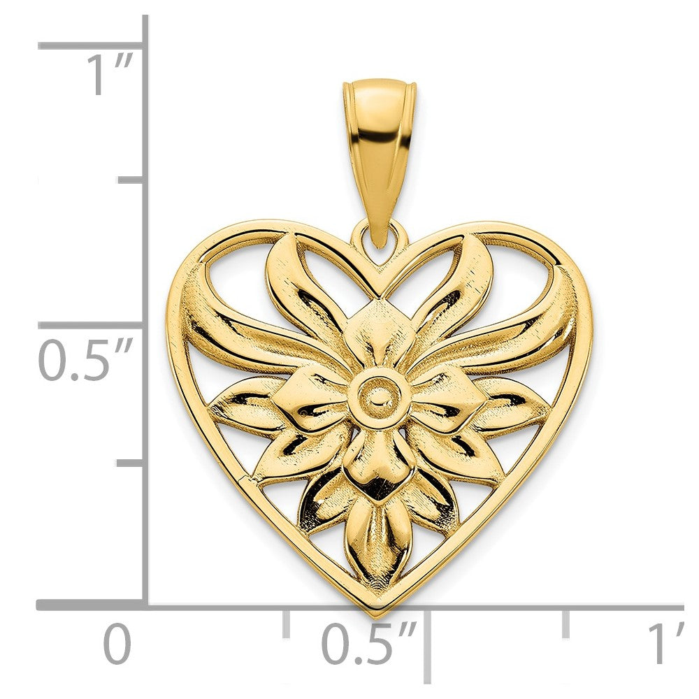 14k Yellow Goldy Fancy Heart Pendant