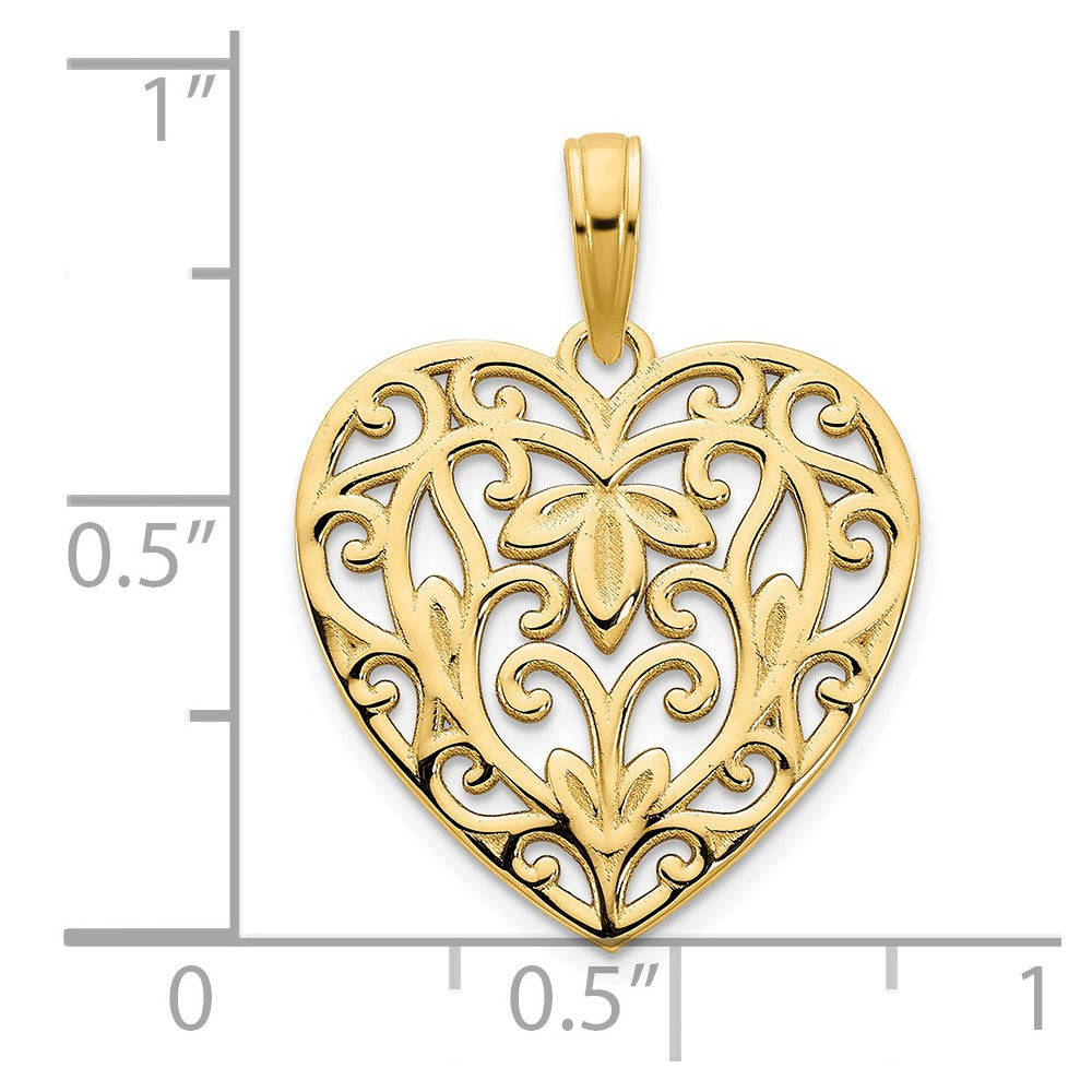 14k Yellow Goldy Fancy Heart Pendant