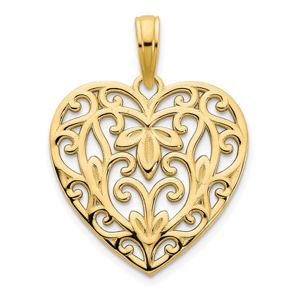 14k Yellow Goldy Fancy Heart Pendant