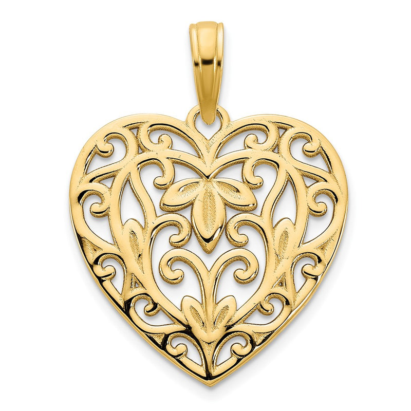 14k Yellow Goldy Fancy Heart Pendant