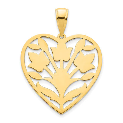 14k Yellow & Rhodium Gold & White Rhodium Fancy Heart Pendant