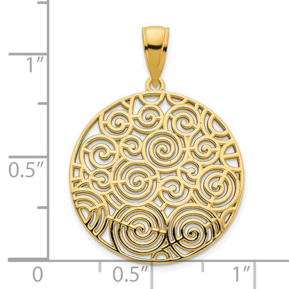 14k Yellow Gold Fancy Filigree Disc Pendant