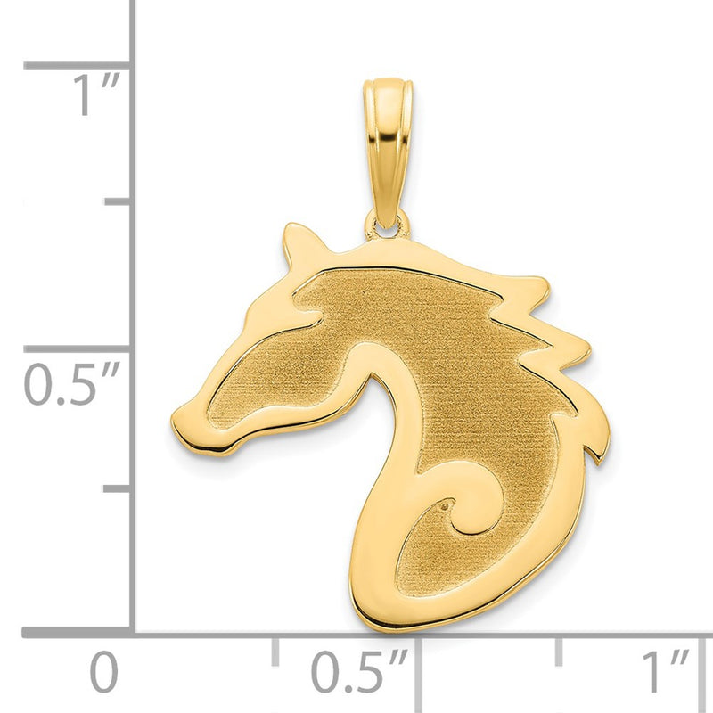 14k Yellow Gold Sandblasted Horse Head Charm