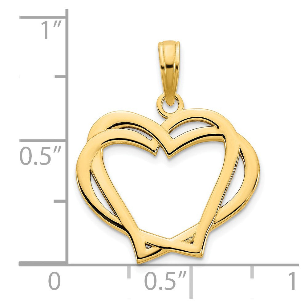 14k Yellow Gold  Heart in a Heart Pendant