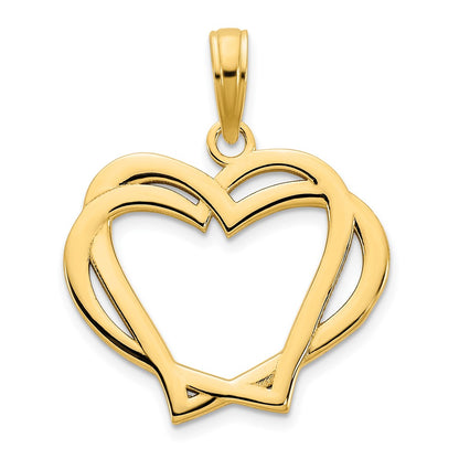 14k Yellow Gold  Heart in a Heart Pendant