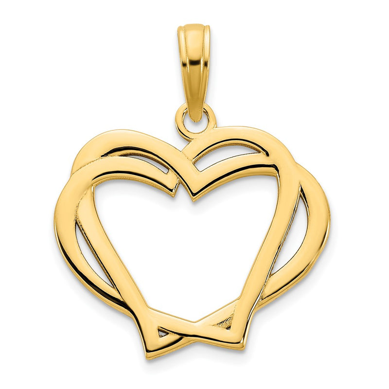 14k Yellow Gold  Heart in a Heart Pendant