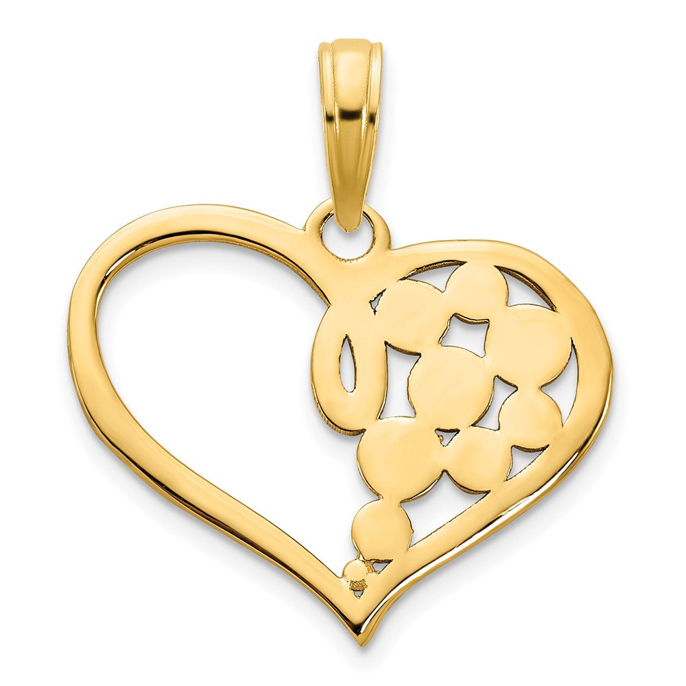 14k Yellow Gold  Fancy Heart Pendant