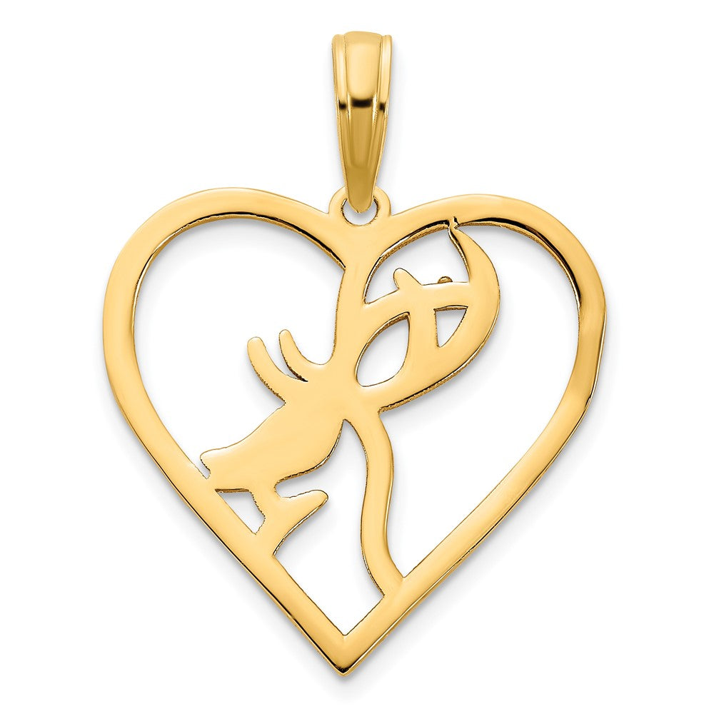 14k Yellow Goldy Deer in a Heart Pendant