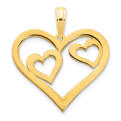 14k Yellow Goldy Heart in a Heart Pendant