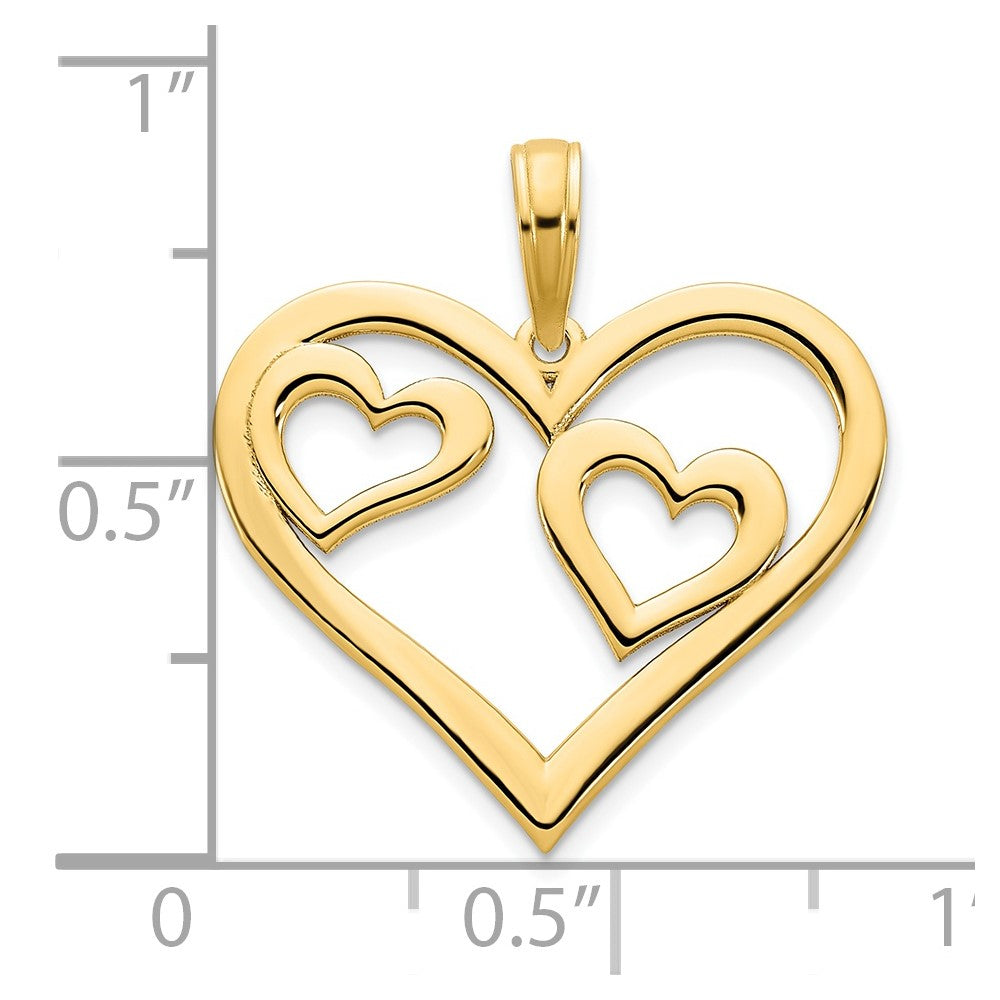 14k Yellow Goldy Heart in a Heart Pendant