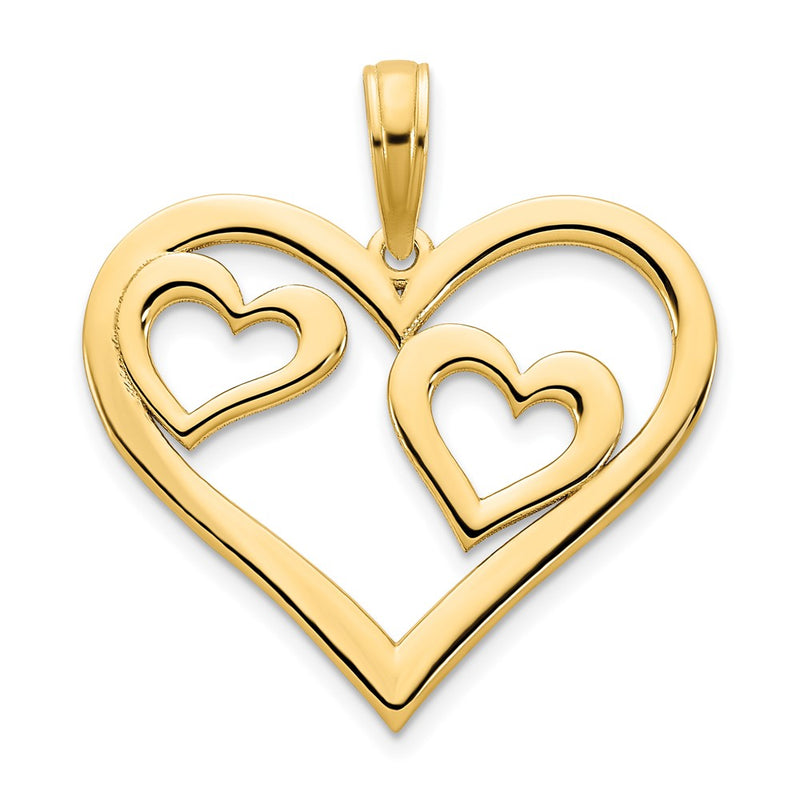 14k Yellow Goldy Heart in a Heart Pendant