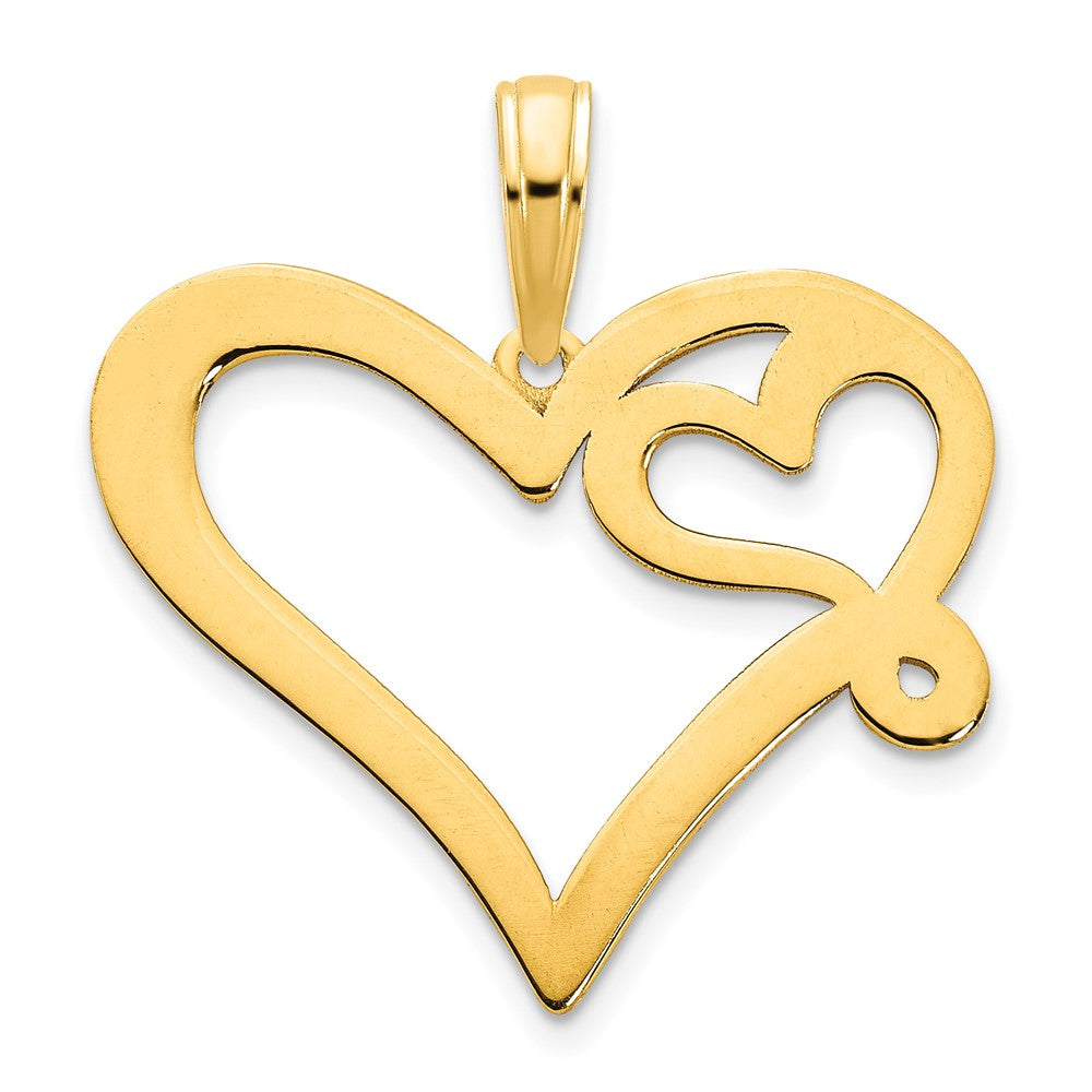 14k Yellow Goldy Heart in a Heart Pendant