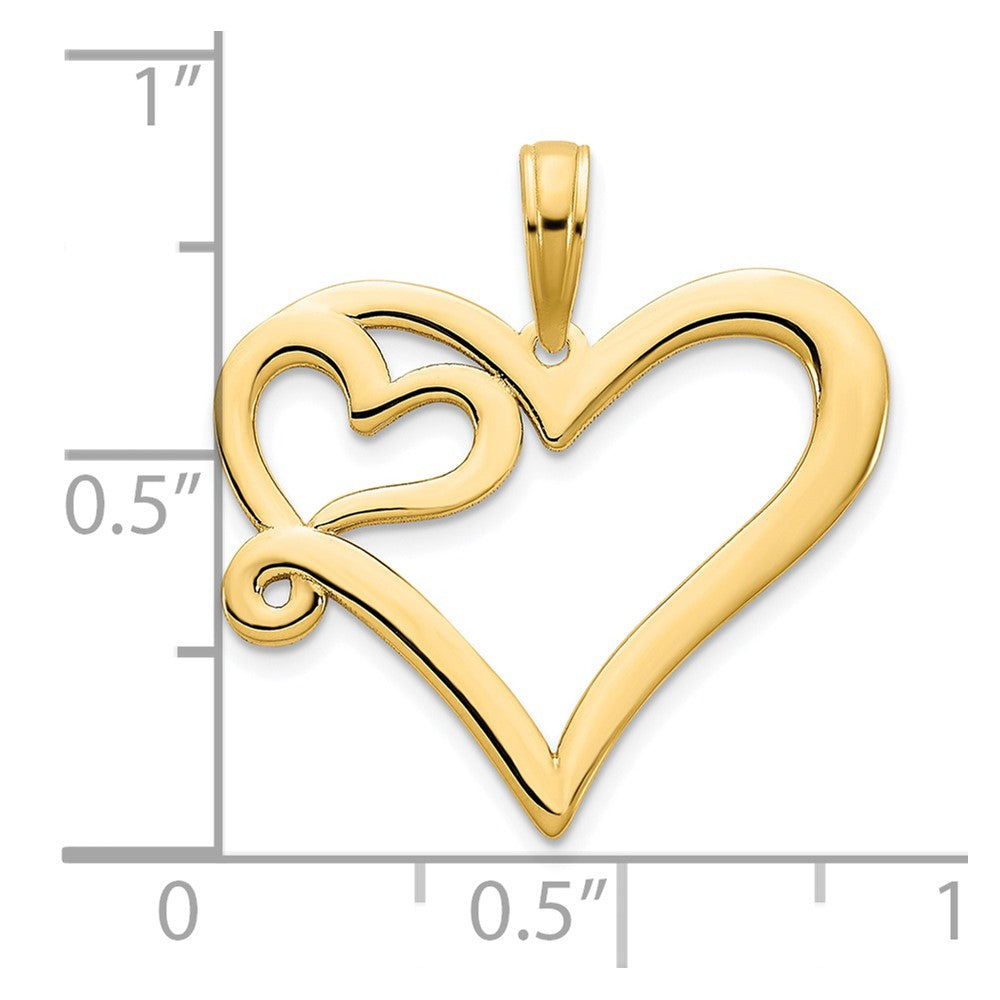 14k Yellow Goldy Heart in a Heart Pendant
