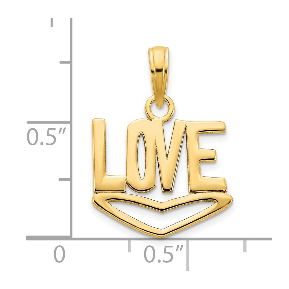 14k Yellow Gold LOVE w/Heart Pendant