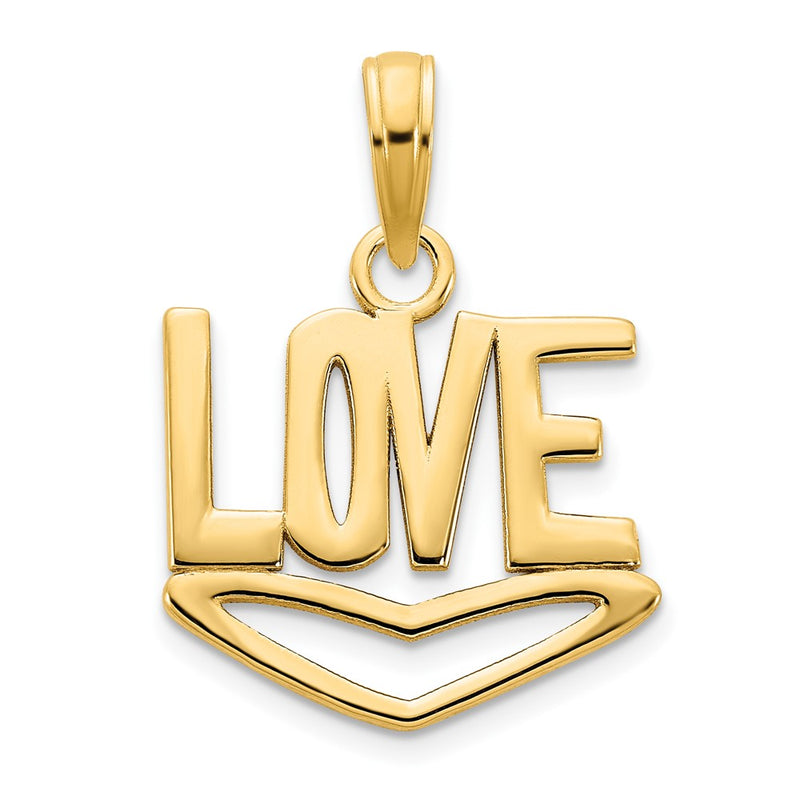 14k Yellow Gold LOVE w/Heart Pendant