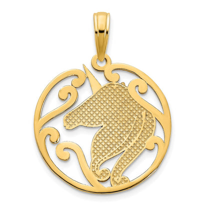 14k Yellow Gold Unicorn Pendant