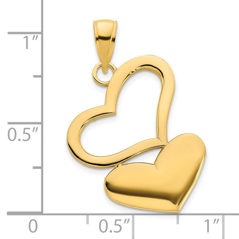 14k Yellow Goldy Hearts Pendant