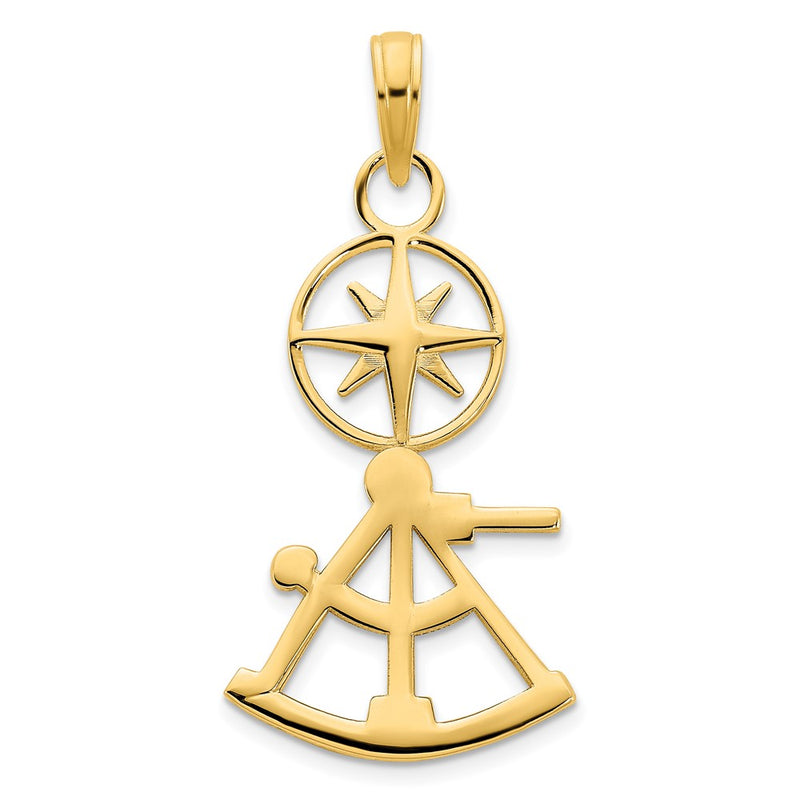 14k Yellow Gold Compass Pendant