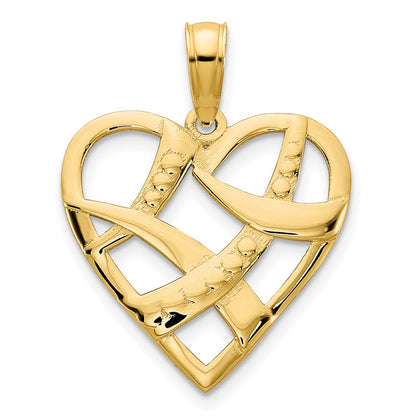 14k Yellow Gold Fancy Heart Charm