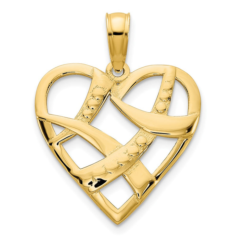 14k Yellow Gold Fancy Heart Charm