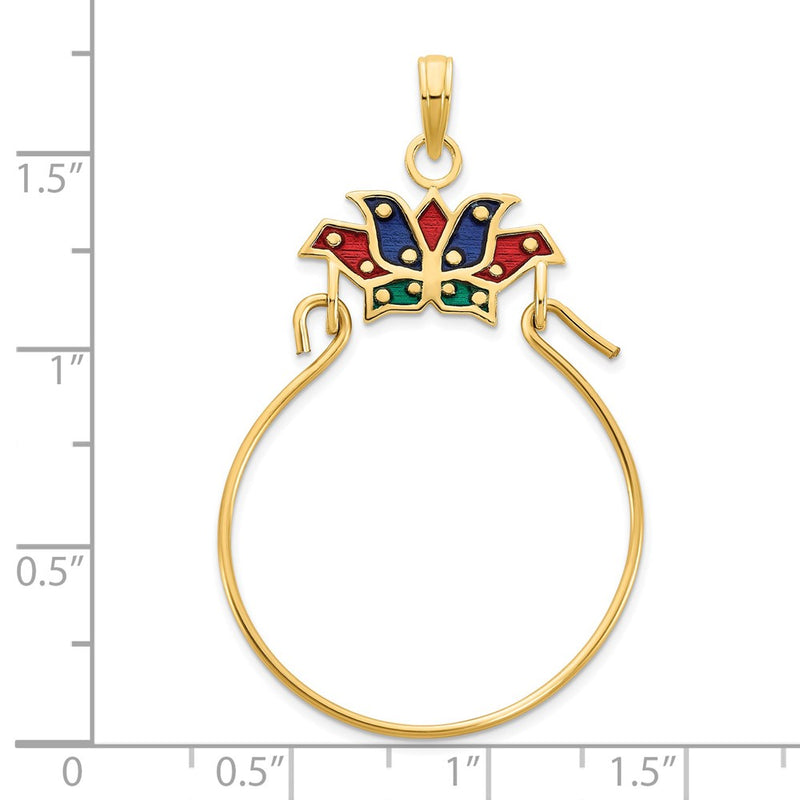 14k Yellow Gold Epoxy Crown Charm Holder Pendant