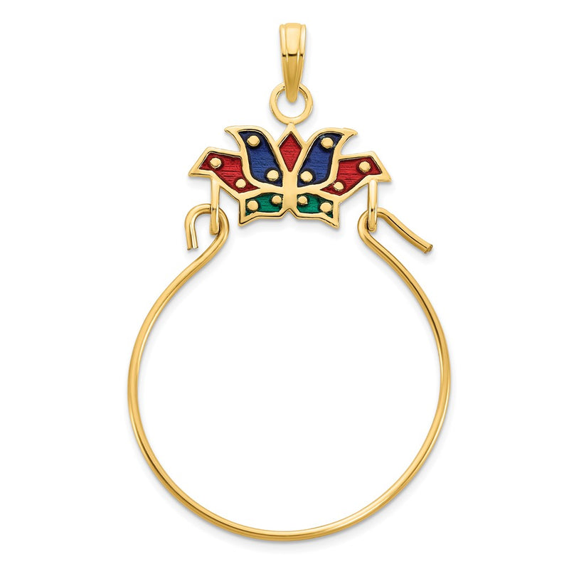 14k Yellow Gold Epoxy Crown Charm Holder Pendant