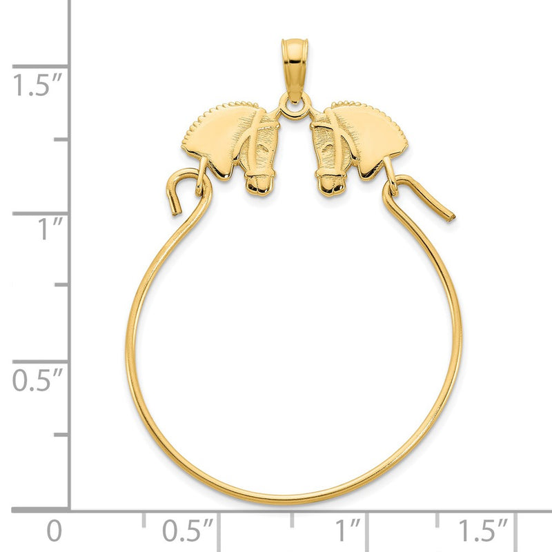 14k Yellow Gold Horse Head Charm Holder Pendant