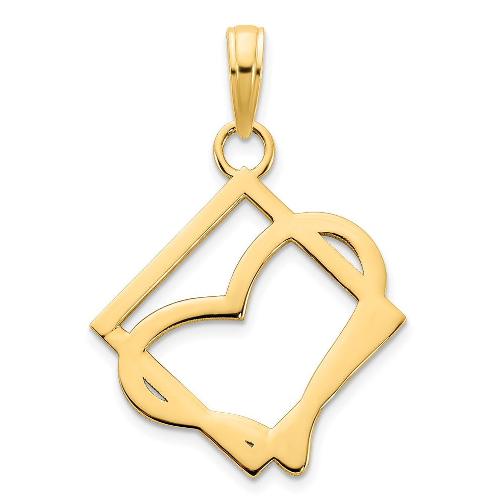 14k Yellow Gold Fancy Heart Pendant