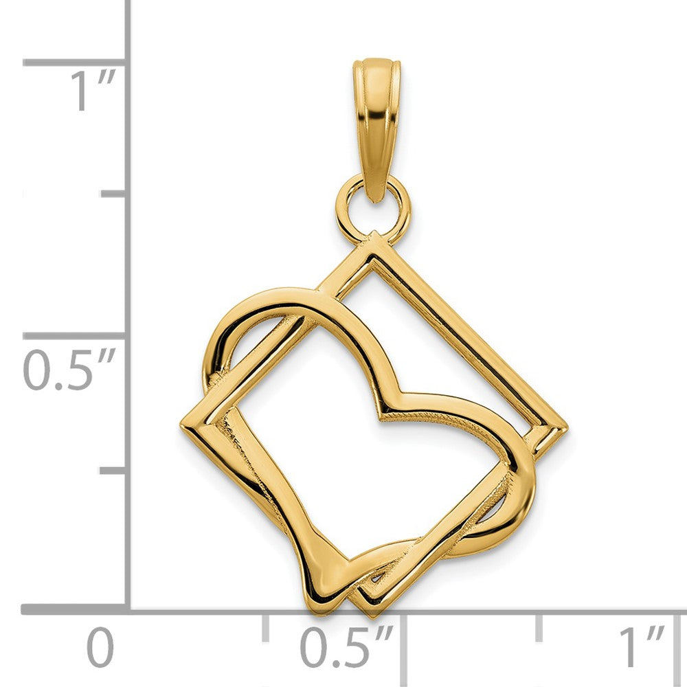 14k Yellow Gold Fancy Heart Pendant