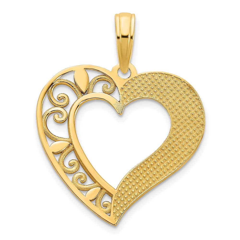 14k Yellow Gold Fancy Heart Pendant