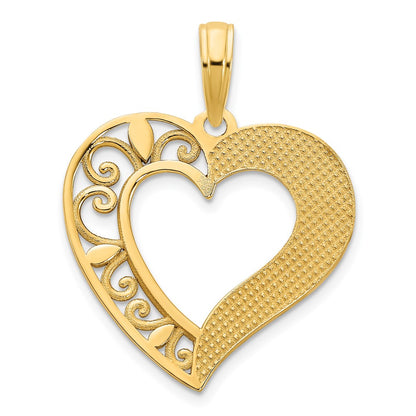 14k Yellow Gold Fancy Heart Pendant