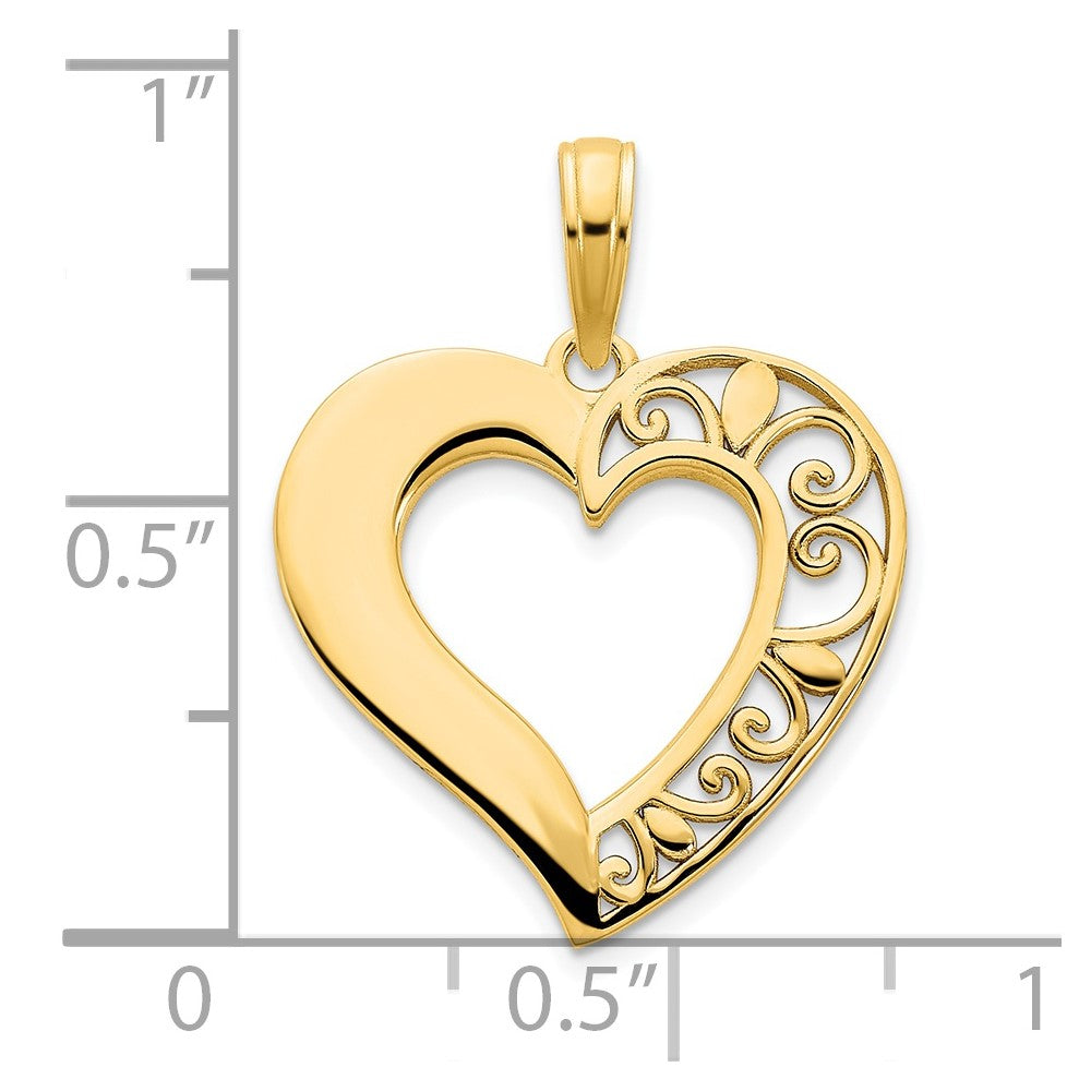 14k Yellow Gold Fancy Heart Pendant