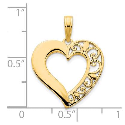 14k Yellow Gold Fancy Heart Pendant