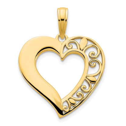 14k Yellow Gold Fancy Heart Pendant