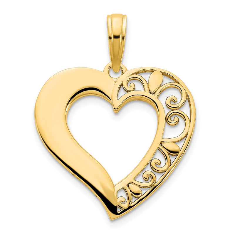 14k Yellow Gold Fancy Heart Pendant