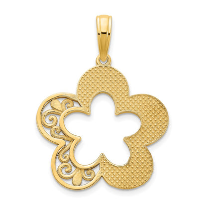 14k Yellow Gold Flower Pendant